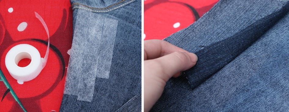 Укоротить джинсы при помощи ленты